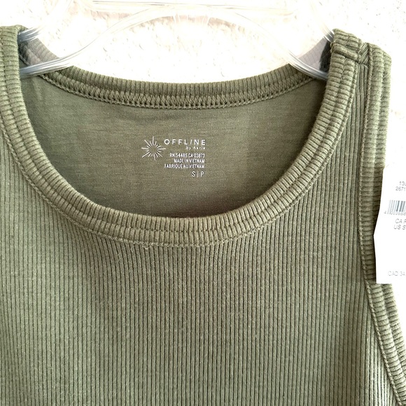 Aerie Offline  Green Ribbed Soft Crop High Neck Tank Top - Picture 4 of 5